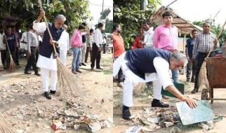 Faridabad News: केंद्रीय मंत्री कृष्णपाल गुर्जर ने झाड़ू लगाकर और कूड़ा उठाकर किया स्वच्छता अभियान का शुभारंभ